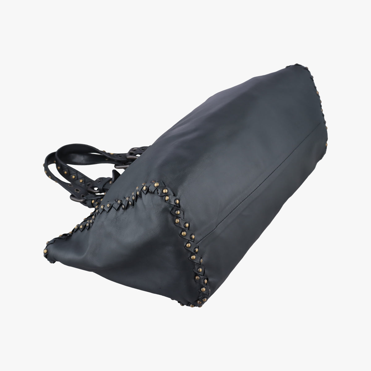 Pre-owned Bottega Veneta studs Gray Green lambskin  shoulderbag | stylenewstar