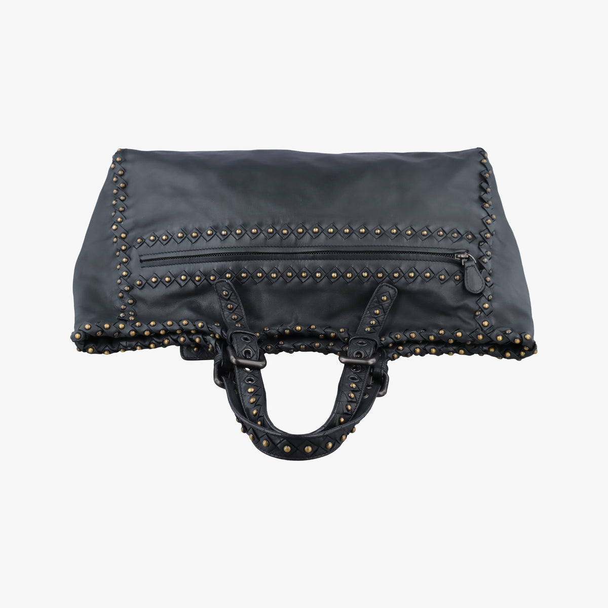 Pre-owned Bottega Veneta studs Gray Green lambskin  shoulderbag | stylenewstar