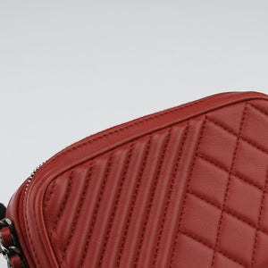 Secondhand Chanel Coco Boy Camera Case Red lambskin A92654 shoulderbag | stylenewstar