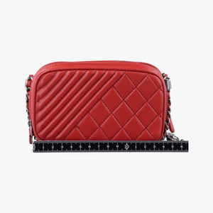 Secondhand Chanel Coco Boy Camera Case Red lambskin A92654 shoulderbag | stylenewstar
