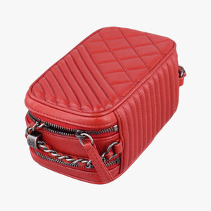 Secondhand Chanel Coco Boy Camera Case Red lambskin A92654 shoulderbag | stylenewstar