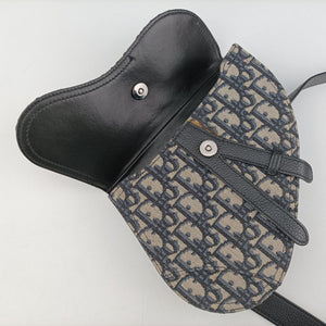 Pre-owned Christian Dior Saddle Navy Jacquard×Leather  bum bag/waist bag | stylenewstar