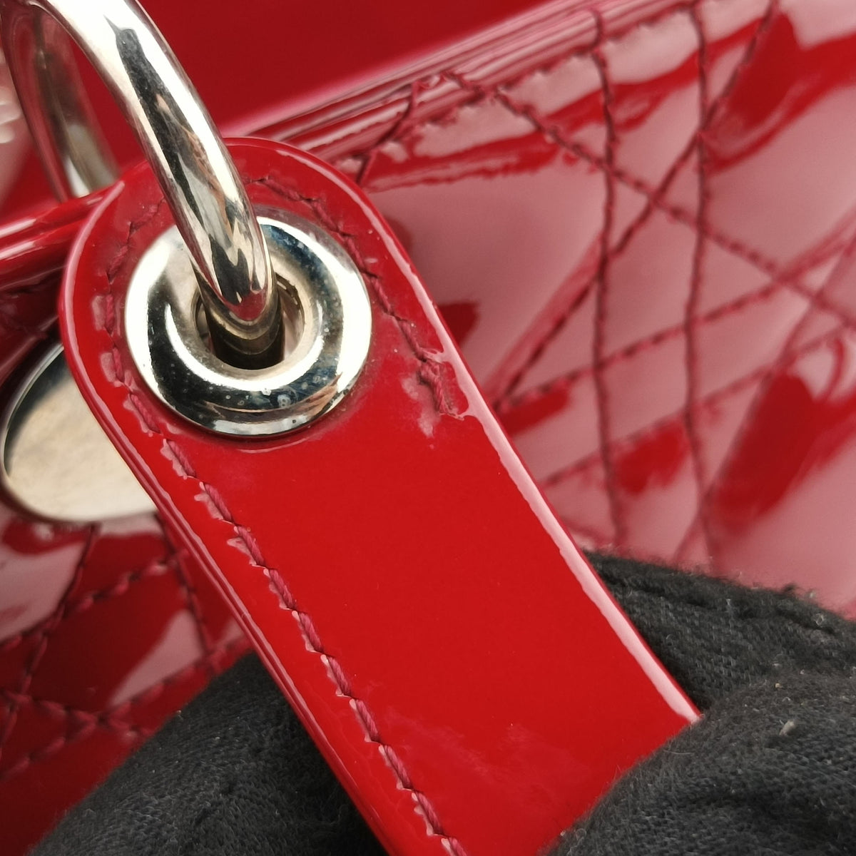 Secondhand Christian Dior Lady Dior Red Patent  handbag | stylenewstar