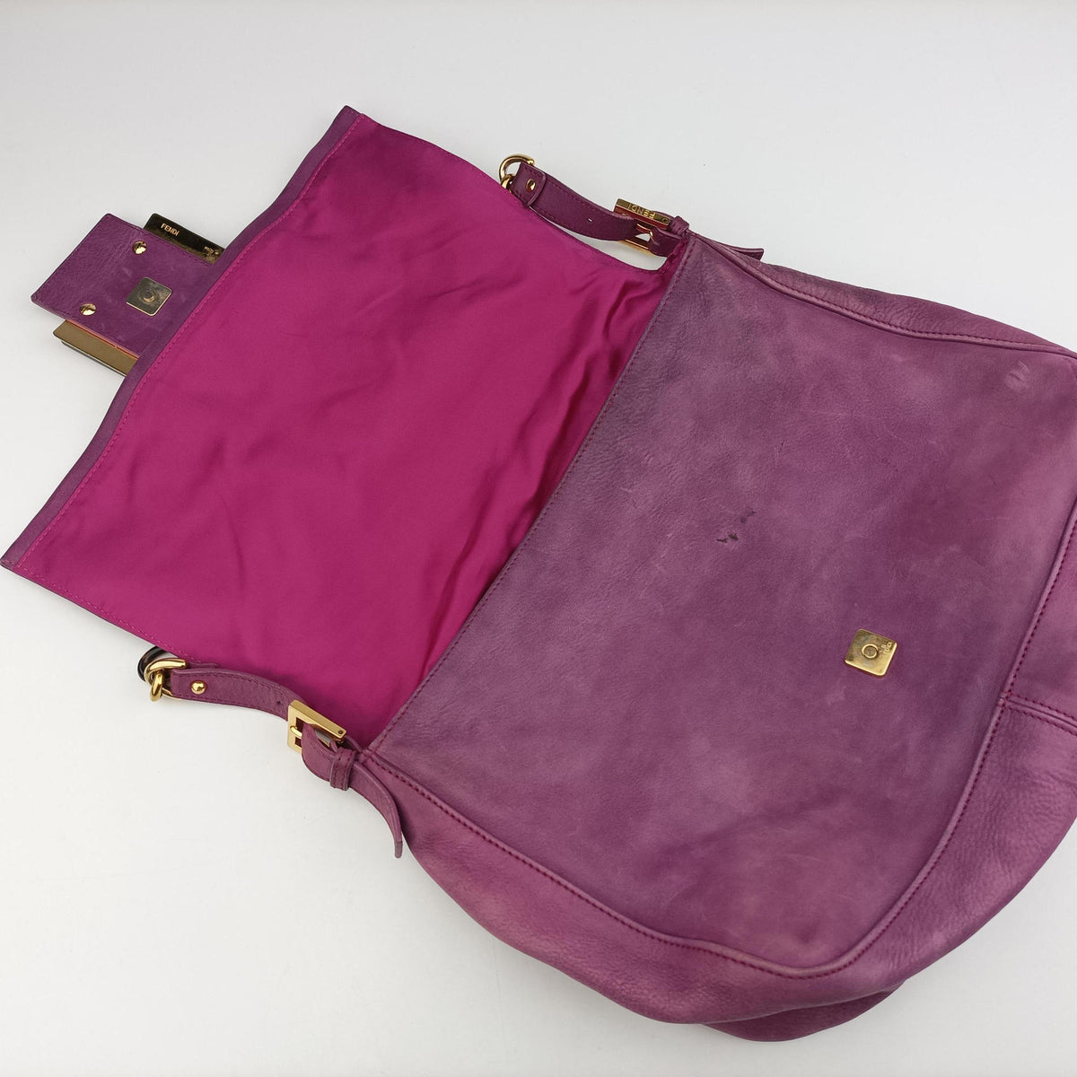 Vintage Fendi Big Mamma Forever Flap Purple Leather 8BR638 handbag | stylenewstar