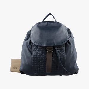 Pre-owned Bottega Veneta Intrecciato Navy Lambskin  backpack/rucksack | stylenewstar