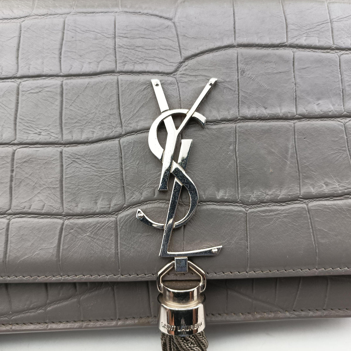 Vintage Yves Saint Laurent KATE Grey Leather 452159 shoulderbag | stylenewstar