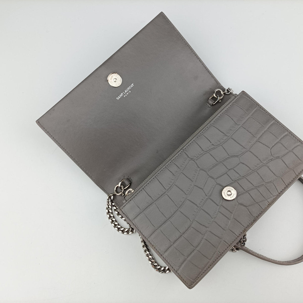 Vintage Yves Saint Laurent KATE Grey Leather 452159 shoulderbag | stylenewstar