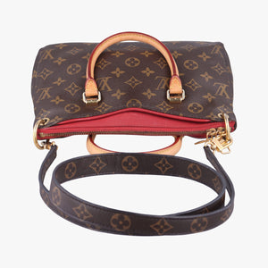 Pre-owned Louis Vuitton Pallas BB brown×CERISE Monogram Canvas×calf leather M41241 shoulderbag | stylenewstar