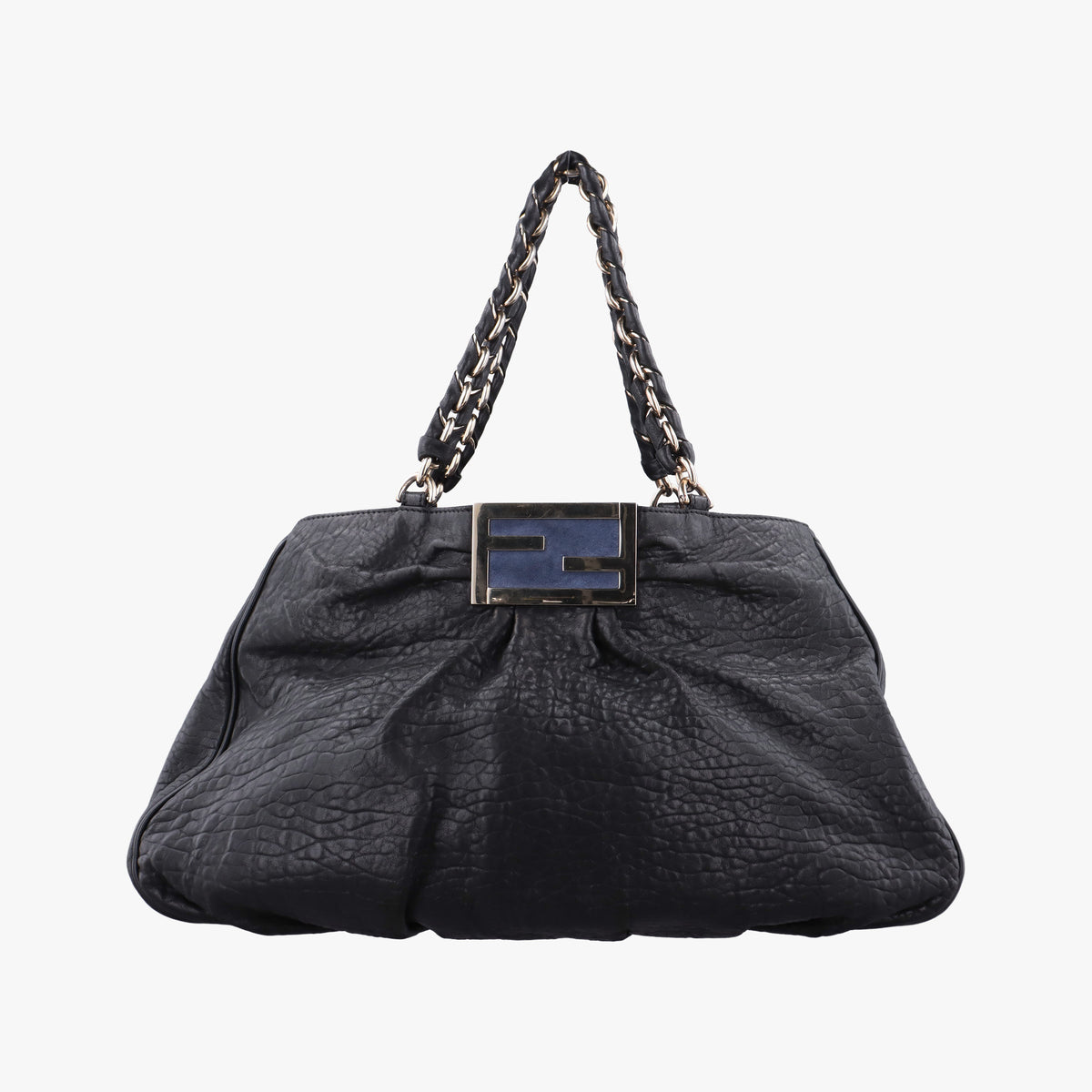 Pre-owned Fendi Mia Black Leather 8BR616 shoulderbag | stylenewstar