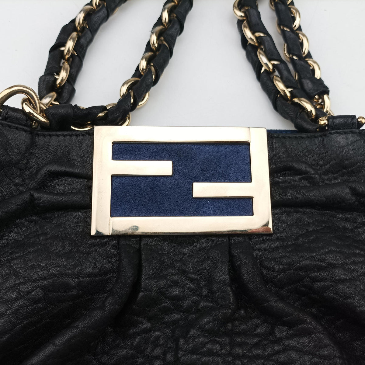 Pre-owned Fendi Mia Black Leather 8BR616 shoulderbag | stylenewstar