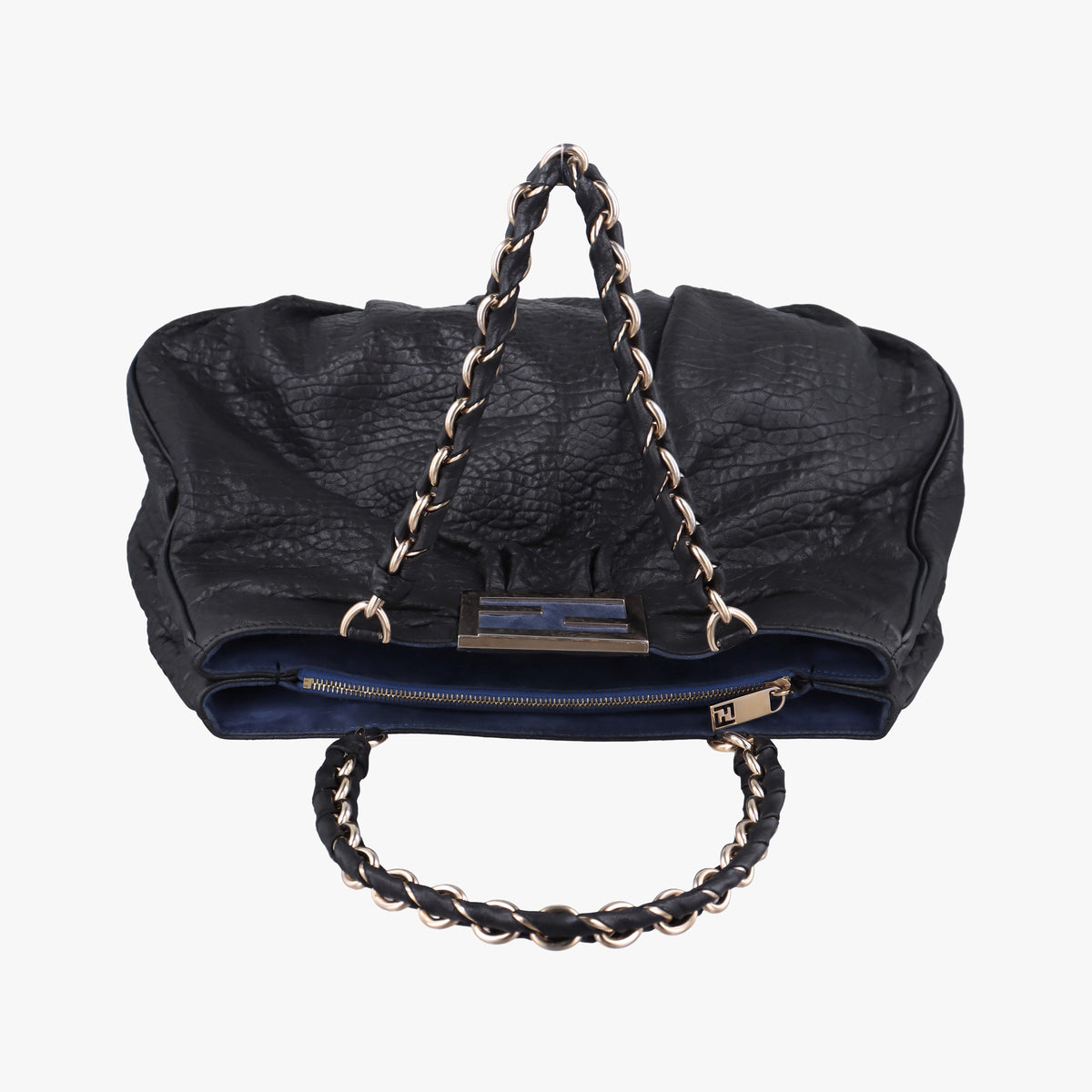 Pre-owned Fendi Mia Black Leather 8BR616 shoulderbag | stylenewstar