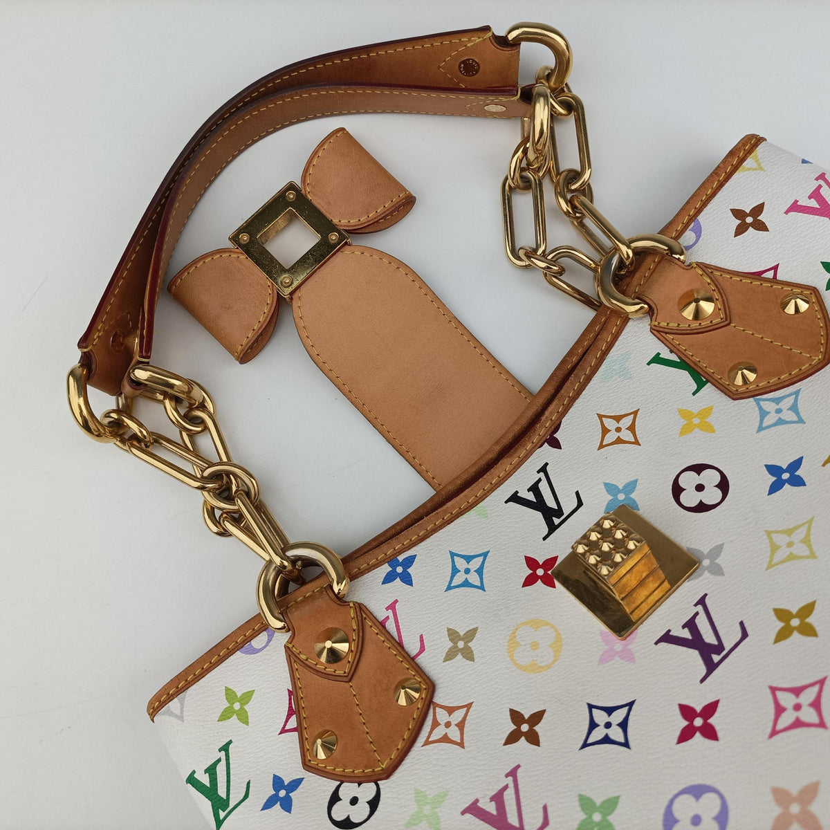 Secondhand Louis Vuitton ANNIE MM white Monogram Multicolor M40307 shoulderbag | stylenewstar