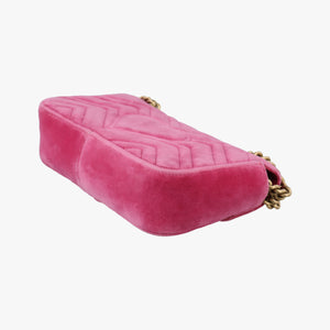 Pre-owned Gucci GG Marmont Rose velour 446744 shoulderbag | stylenewstar