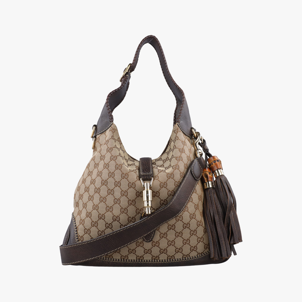 Pre-owned Gucci New Jackie Brown × Beige canvas×leather 246907 shoulderbag | stylenewstar