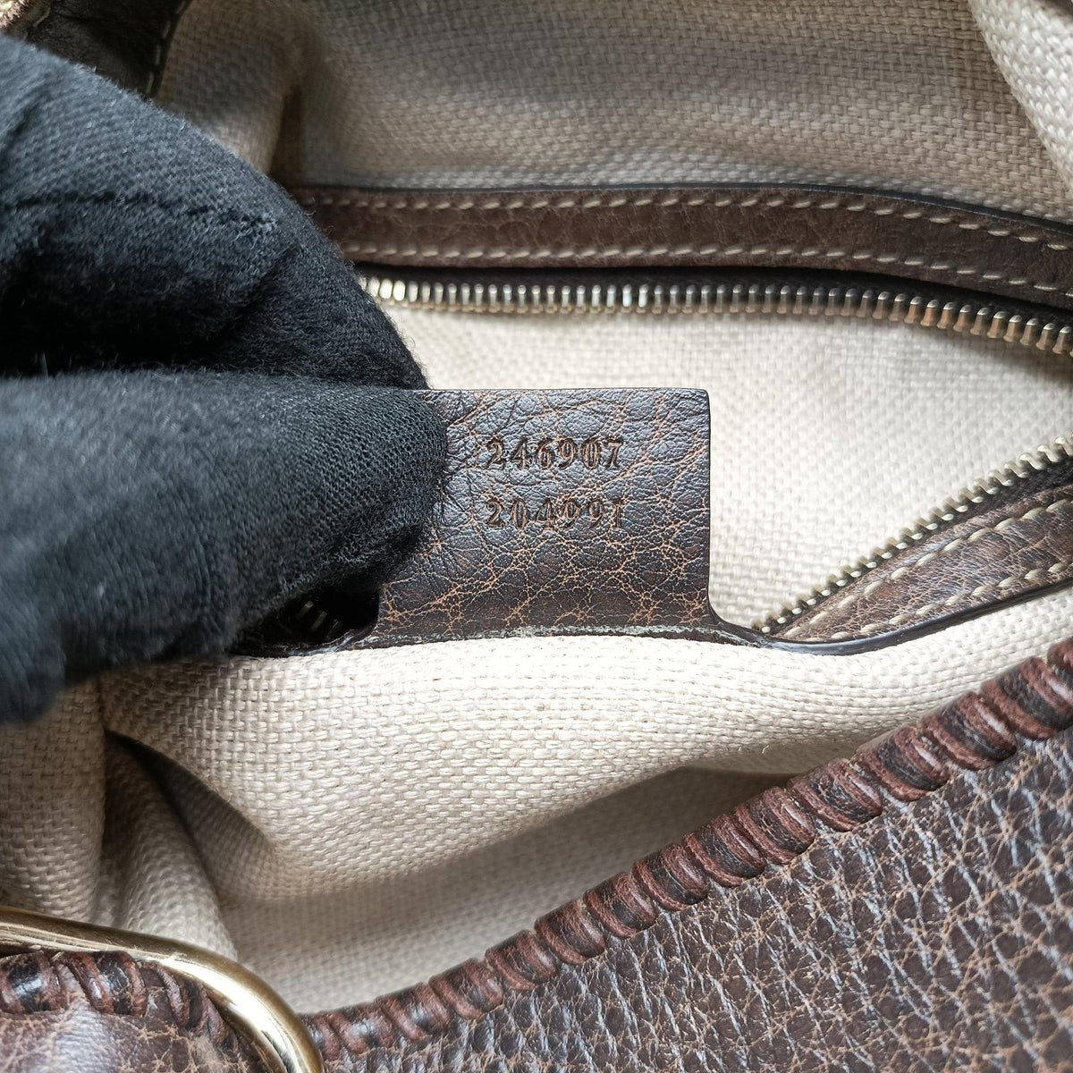 Pre-owned Gucci New Jackie Brown × Beige canvas×leather 246907 shoulderbag | stylenewstar