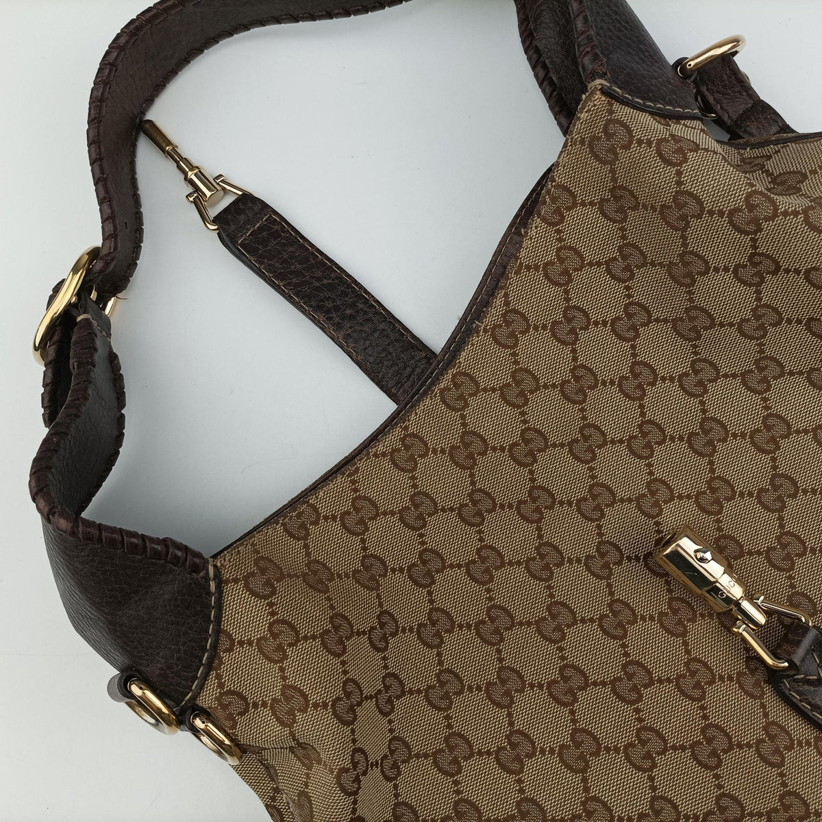 Pre-owned Gucci New Jackie Brown × Beige canvas×leather 246907 shoulderbag | stylenewstar