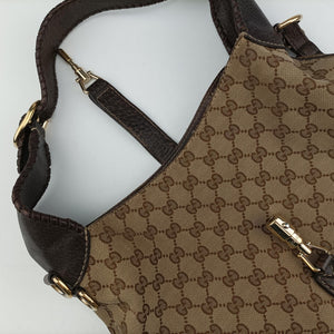Pre-owned Gucci New Jackie Brown × Beige canvas×leather 246907 shoulderbag | stylenewstar