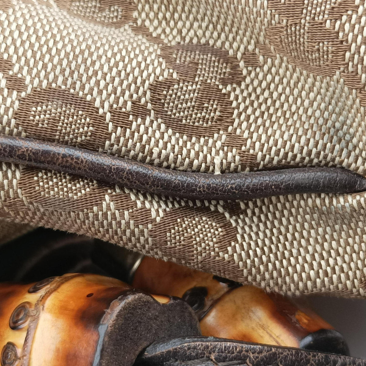 Pre-owned Gucci New Jackie Brown × Beige canvas×leather 246907 shoulderbag | stylenewstar