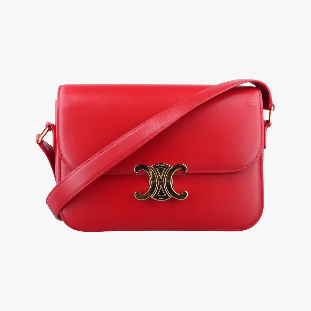Pre-owned Celine Teen Triomphe Red Leather  shoulderbag | stylenewstar