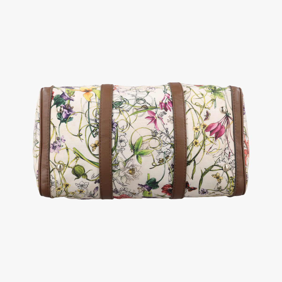 Pre-owned Gucci flora print Multicolour canvas×leather 247205 handbag | stylenewstar