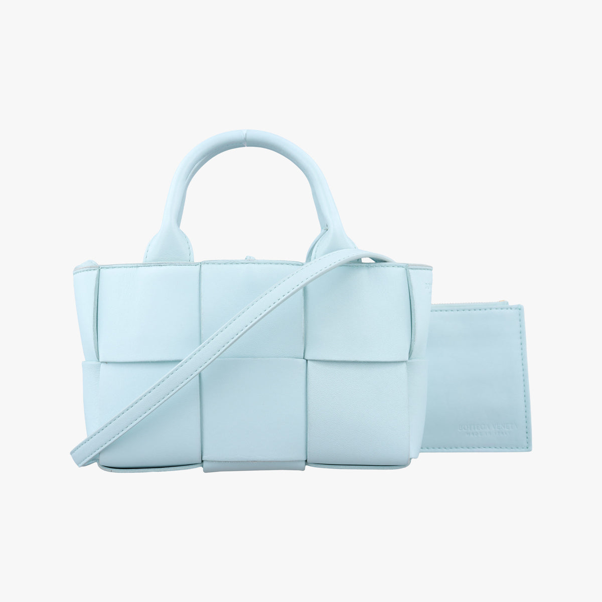 Pre-owned Bottega Veneta THE ARCO Tote Blue lambskin  shoulderbag | stylenewstar