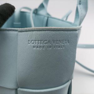 Pre-owned Bottega Veneta THE ARCO Tote Blue lambskin  shoulderbag | stylenewstar