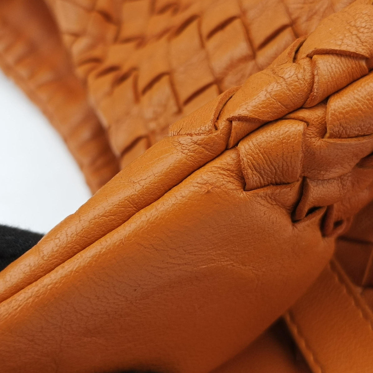 Pre-owned Bottega Veneta CAMPANA Intrecciato Orange lambskin  handbag | stylenewstar