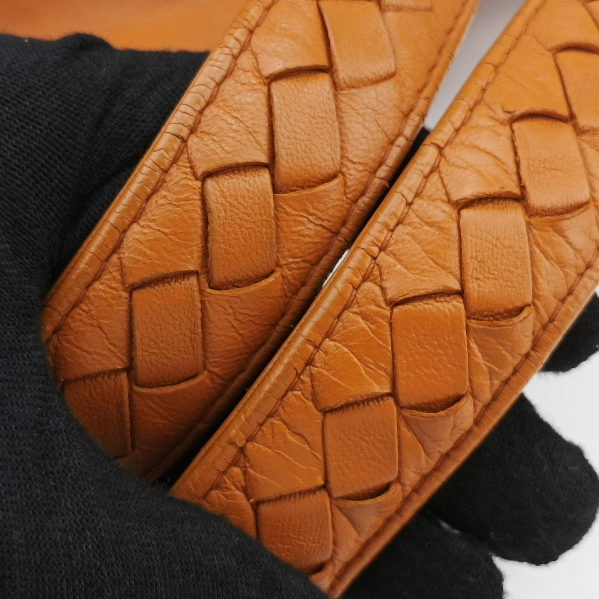 Pre-owned Bottega Veneta CAMPANA Intrecciato Orange lambskin  handbag | stylenewstar
