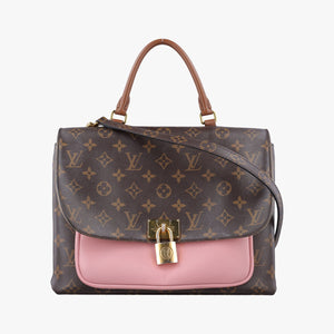 Pre-owned Louis Vuitton MARIGNAN brown×Rose Poodle Monogram Canvas×calf leather M43960 shoulderbag | stylenewstar