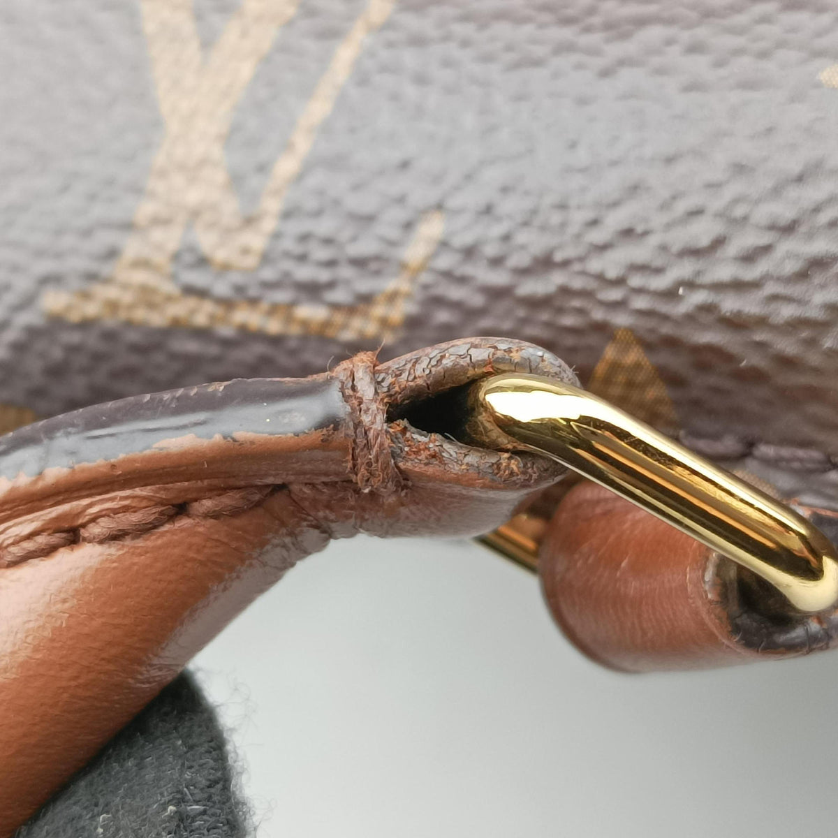 Pre-owned Louis Vuitton MARIGNAN brown×Rose Poodle Monogram Canvas×calf leather M43960 shoulderbag | stylenewstar