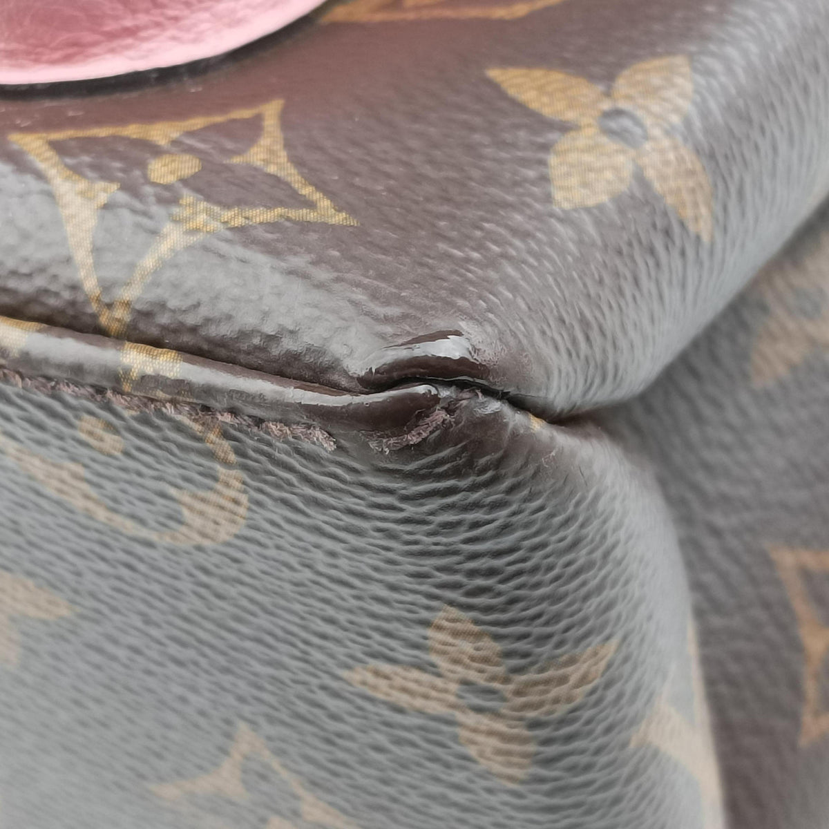 Pre-owned Louis Vuitton MARIGNAN brown×Rose Poodle Monogram Canvas×calf leather M43960 shoulderbag | stylenewstar