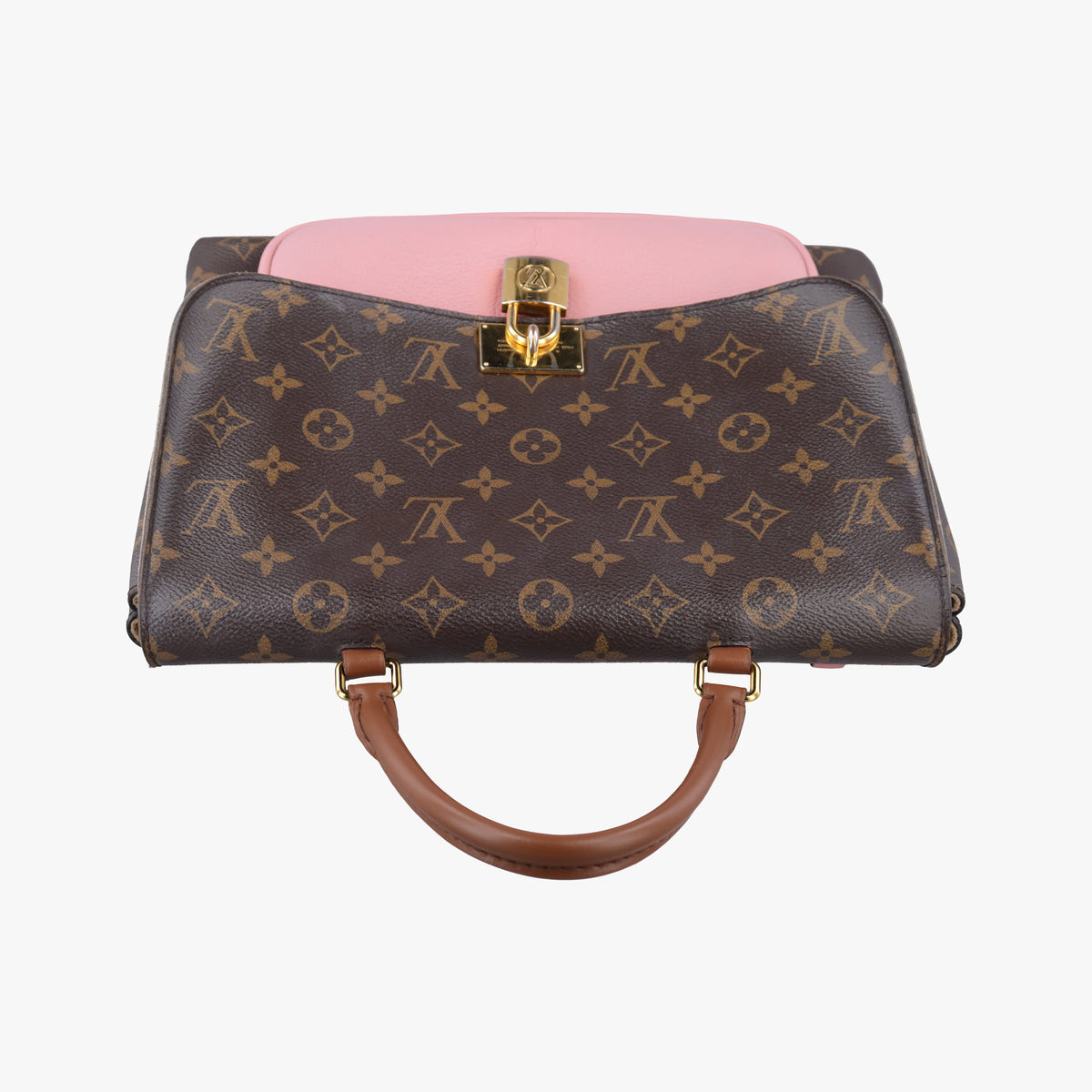Pre-owned Louis Vuitton MARIGNAN brown×Rose Poodle Monogram Canvas×calf leather M43960 shoulderbag | stylenewstar