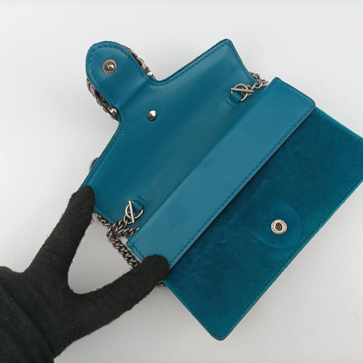 Pre-owned Gucci Dionysus Blue velour 476432 shoulderbag | stylenewstar