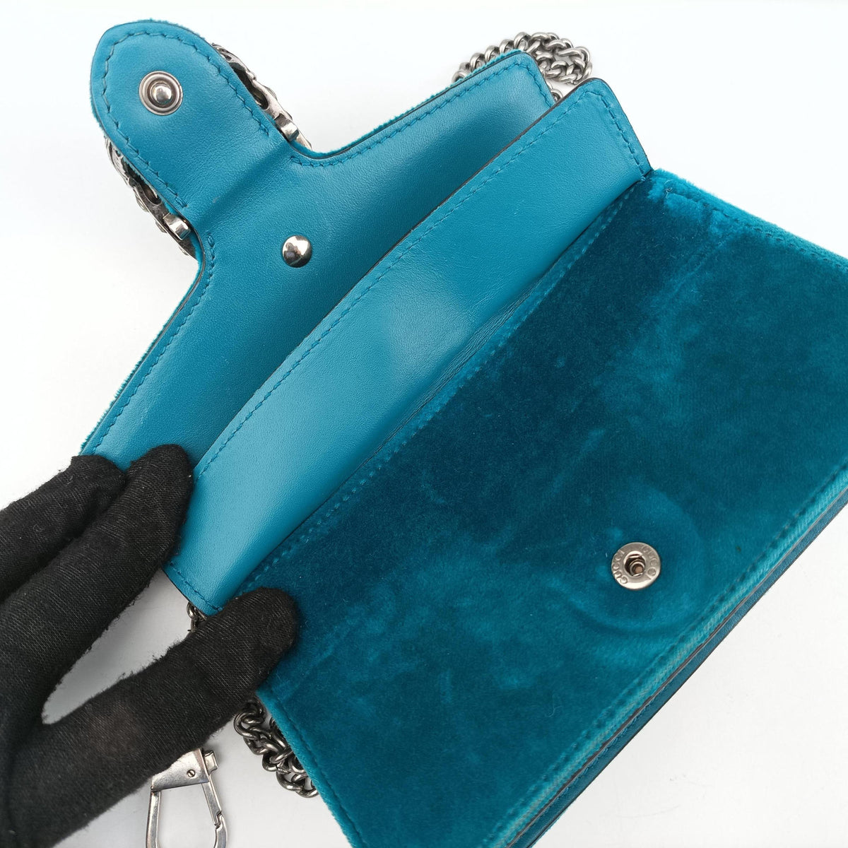 Pre-owned Gucci Dionysus Blue velour 476432 shoulderbag | stylenewstar