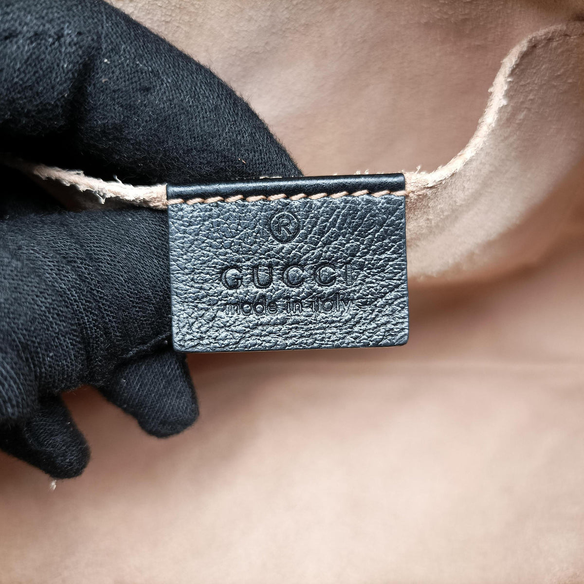 Pre-owned Gucci GG Marmont Black×beige Canvas×Leather 447632 shoulderbag | stylenewstar