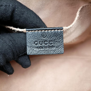 Pre-owned Gucci GG Marmont Black×beige Canvas×Leather 447632 shoulderbag | stylenewstar