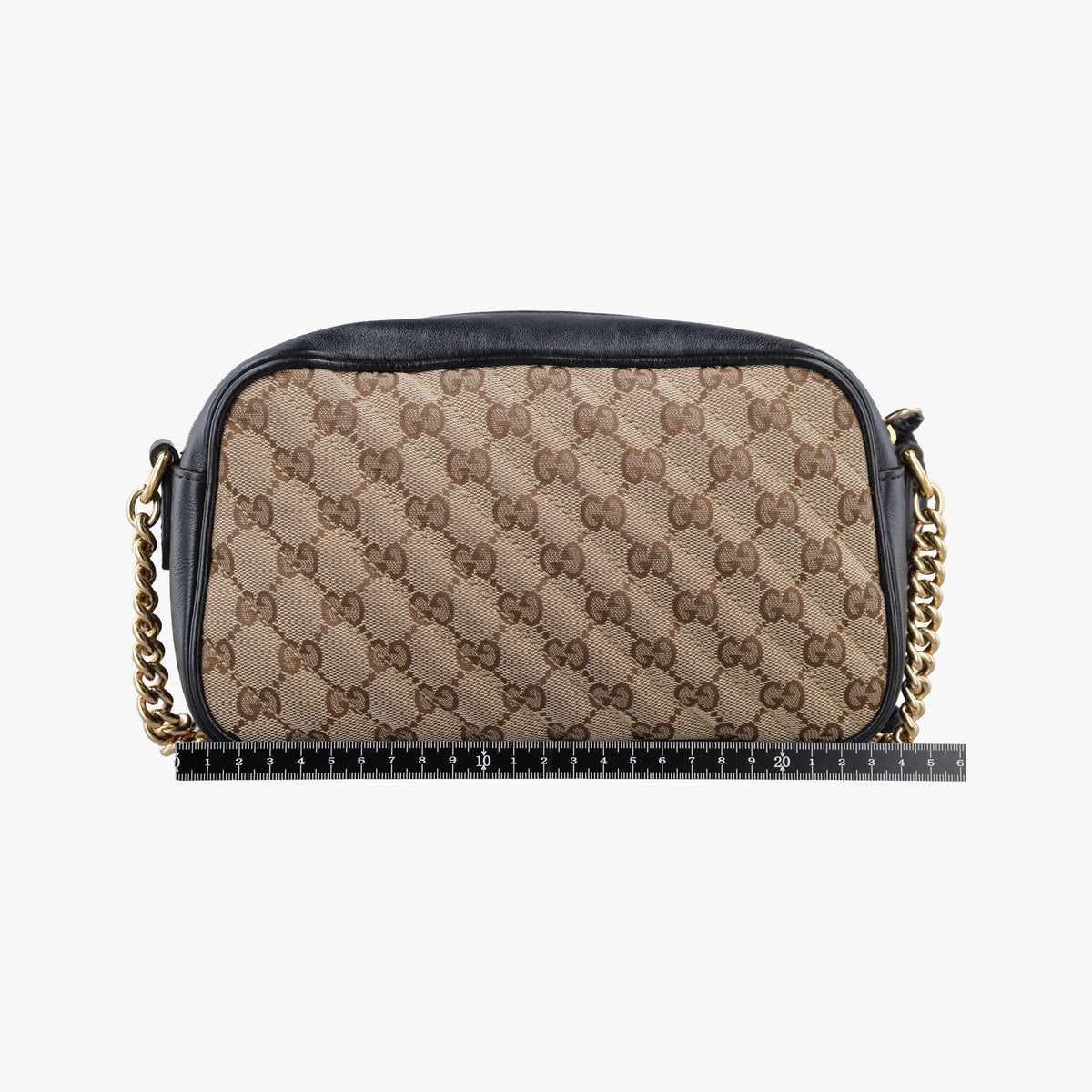 Pre-owned Gucci GG Marmont Black×beige Canvas×Leather 447632 shoulderbag | stylenewstar