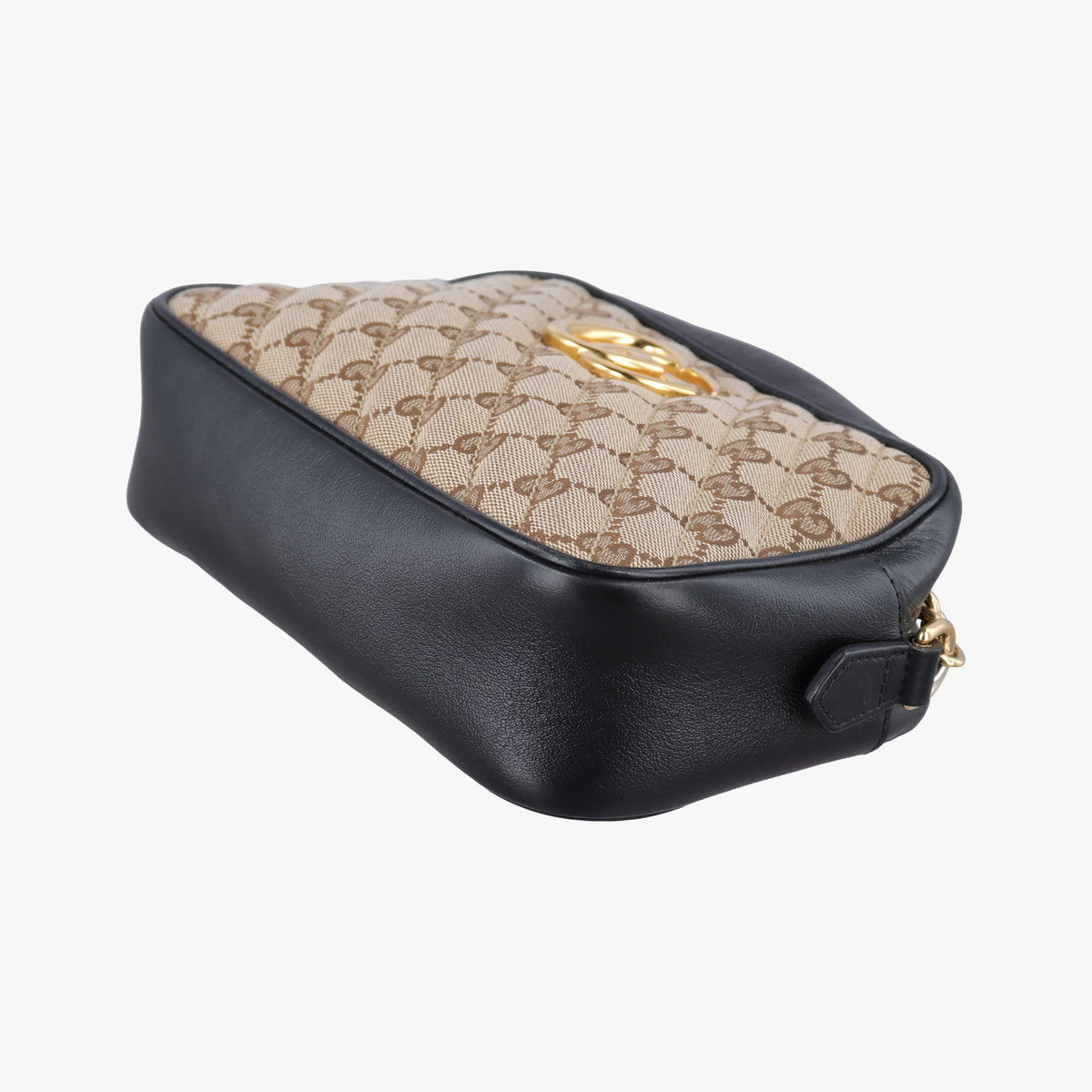 Pre-owned Gucci GG Marmont Black×beige Canvas×Leather 447632 shoulderbag | stylenewstar