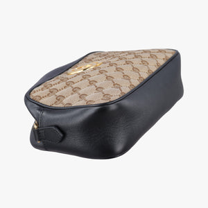 Pre-owned Gucci GG Marmont Black×beige Canvas×Leather 447632 shoulderbag | stylenewstar