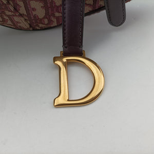 Pre-owned Christian Dior Saddle Burgundy jacquard × leather  handbag | stylenewstar