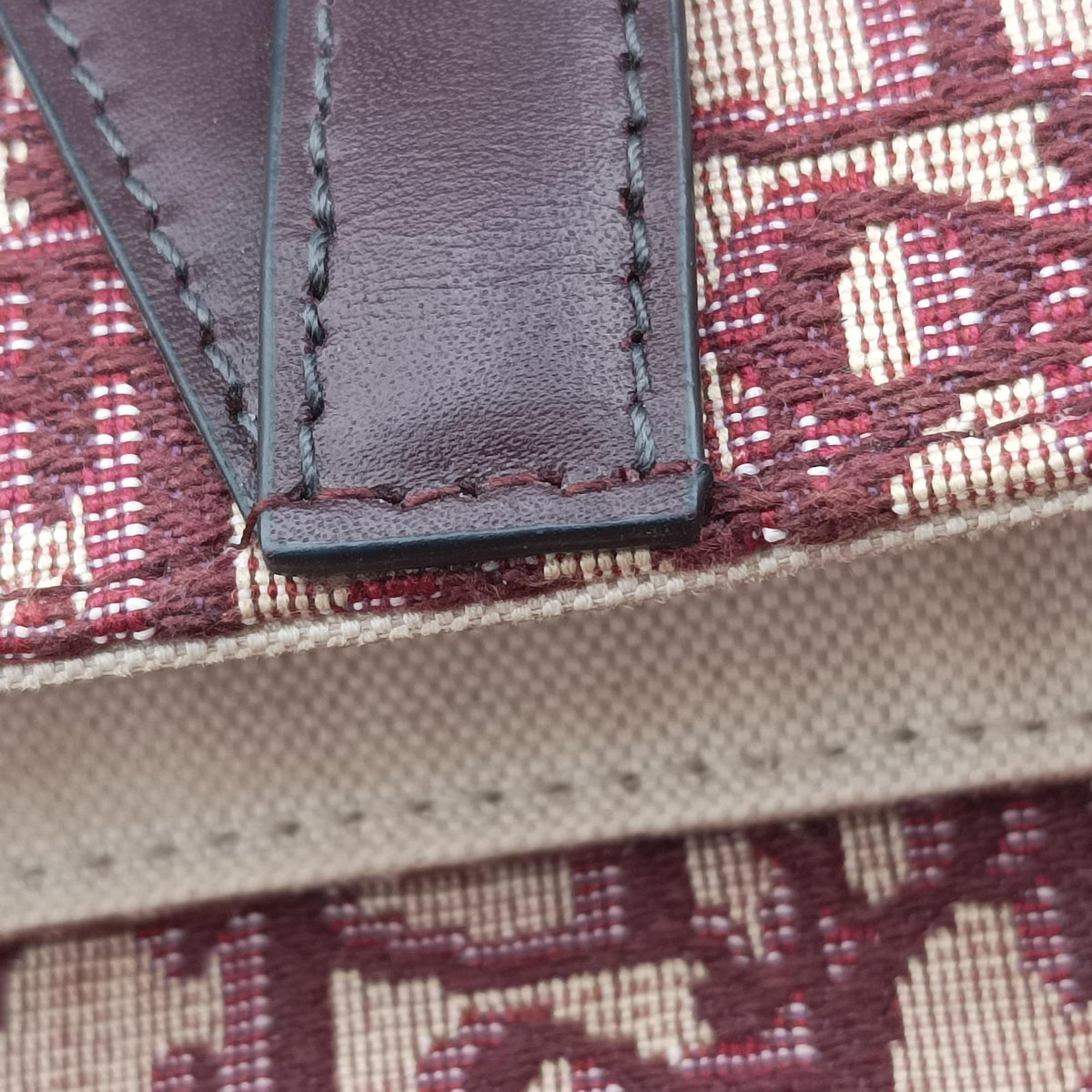 Pre-owned Christian Dior Saddle Burgundy jacquard × leather  handbag | stylenewstar