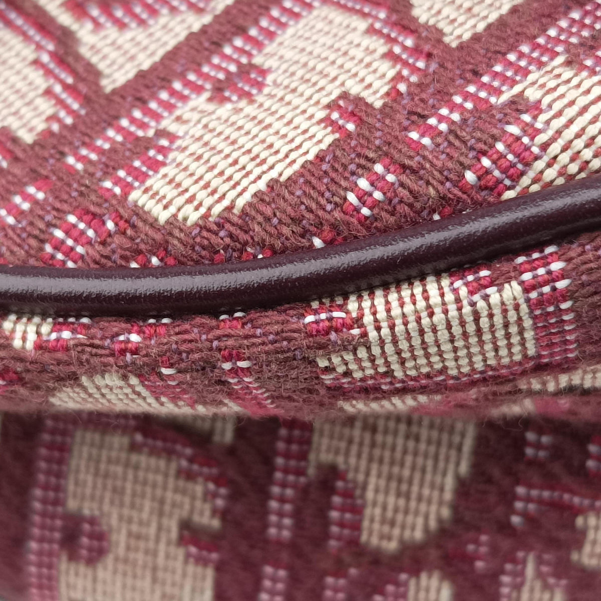 Pre-owned Christian Dior Saddle Burgundy jacquard × leather  handbag | stylenewstar