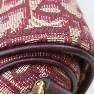 Pre-owned Christian Dior Saddle Burgundy jacquard × leather  handbag | stylenewstar