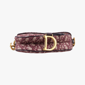 Pre-owned Christian Dior Saddle Burgundy jacquard × leather  handbag | stylenewstar