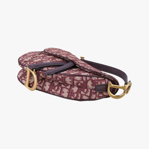 Pre-owned Christian Dior Saddle Burgundy jacquard × leather  handbag | stylenewstar