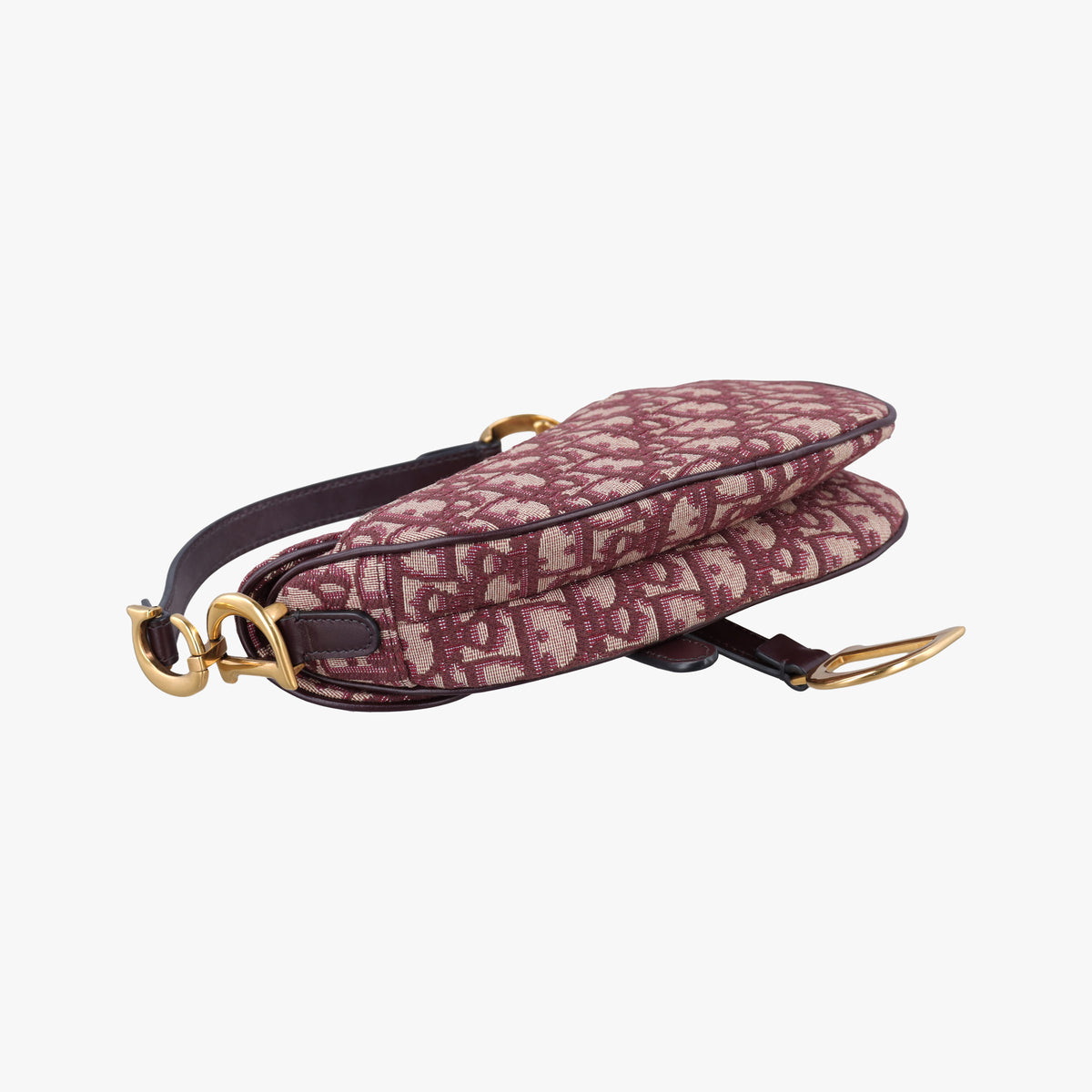 Pre-owned Christian Dior Saddle Burgundy jacquard × leather  handbag | stylenewstar