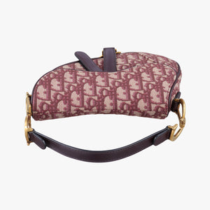 Pre-owned Christian Dior Saddle Burgundy jacquard × leather  handbag | stylenewstar