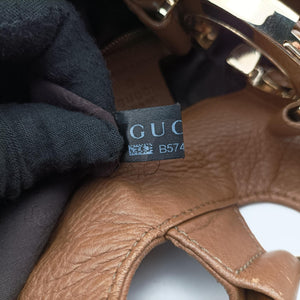 Pre-owned Gucci G Wave Hobo Brown Leather 232931 shoulderbag | stylenewstar