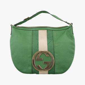 Secondhand Gucci Interlocking G Hobo Green Leather 130771 handbag | stylenewstar