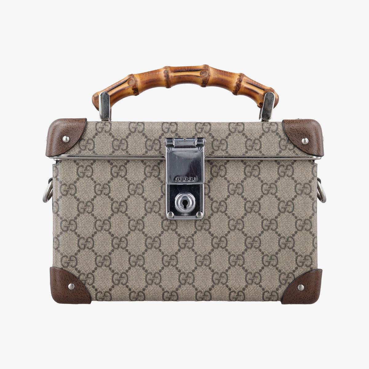 Pre-owned Gucci Bamboo Vanity Case Beige x Brown PVC coated canvas 588351 handbag | stylenewstar